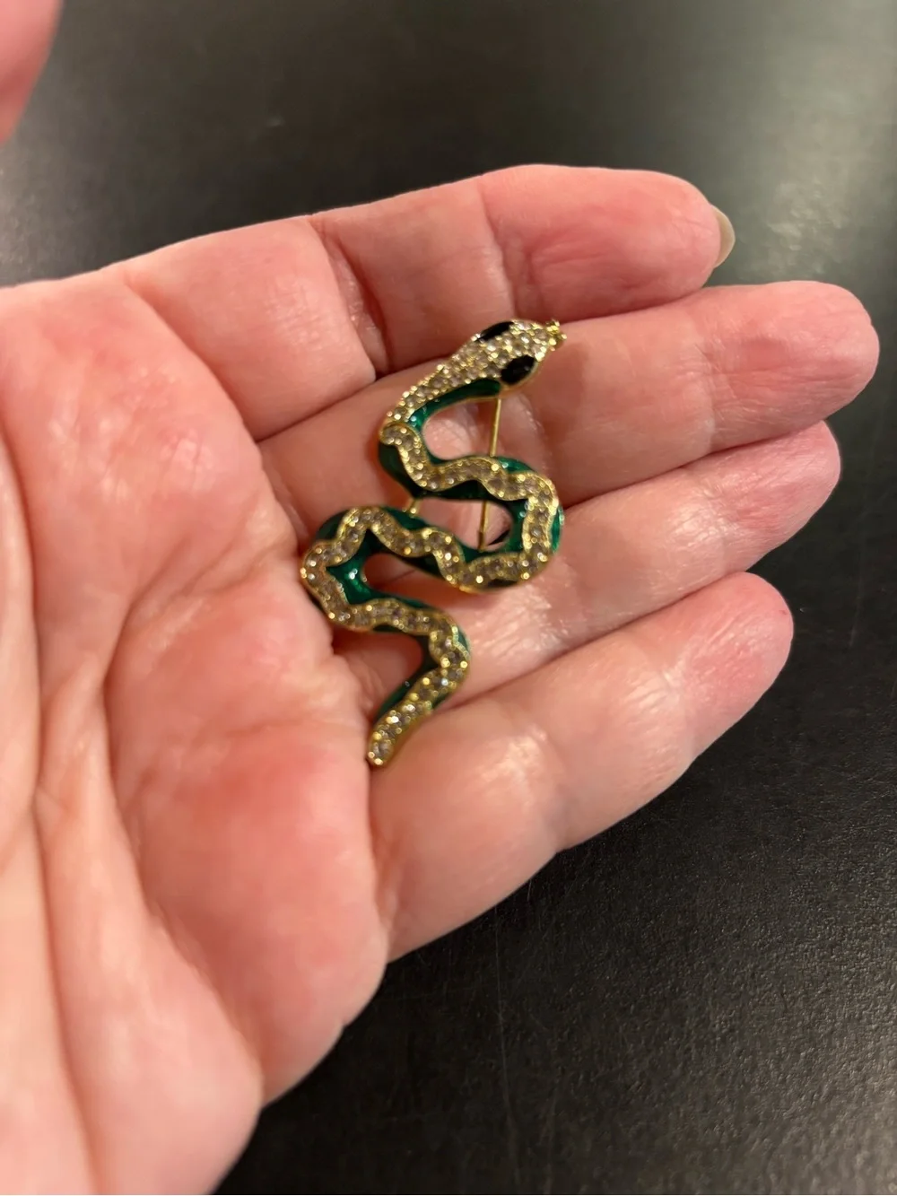 RHINESTONE ENAMEL SNAKE PIN BROOCH UNBRANDED NWOT